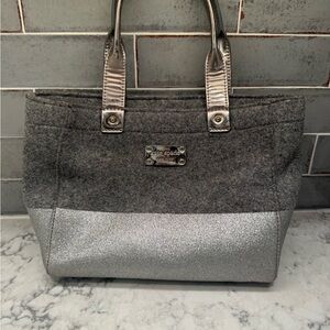 kate spade Gray Felt and Silver Metallic Tote